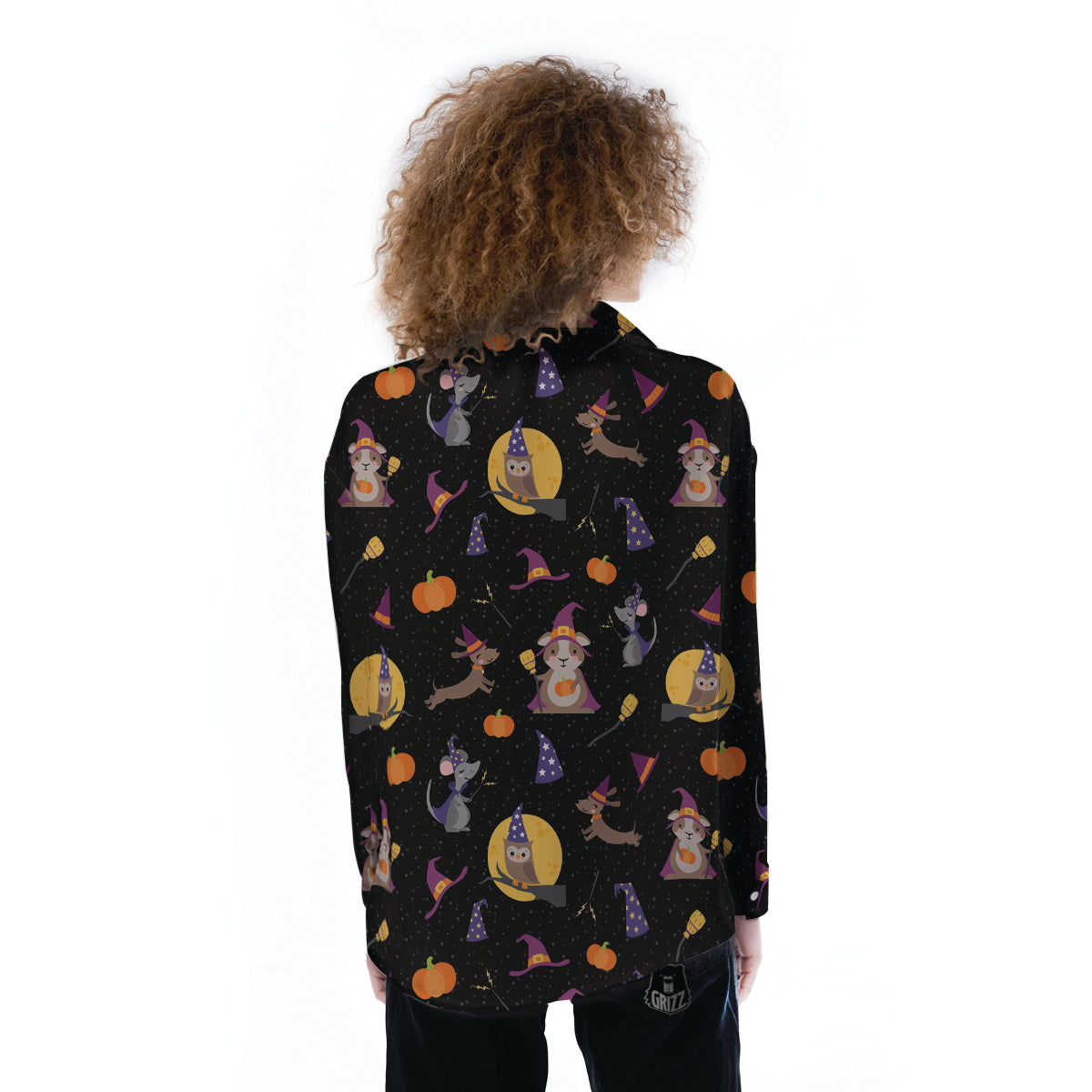 Wizard Animal Print Pattern Women's Long Sleeve Shirts-grizzshop