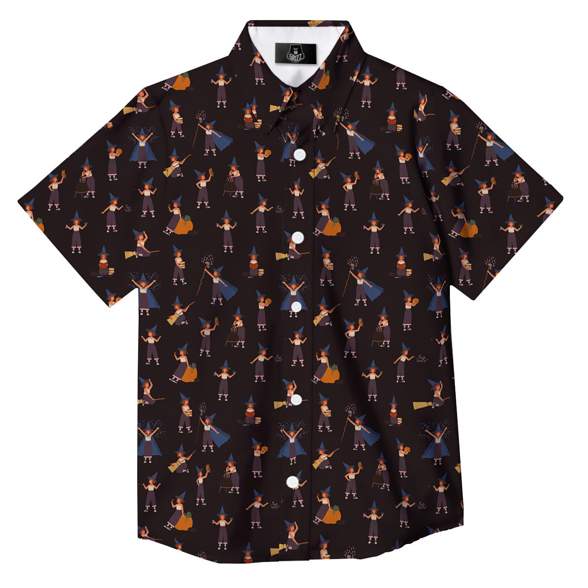 Wizard Cute Print Pattern Button Up Shirt-grizzshop