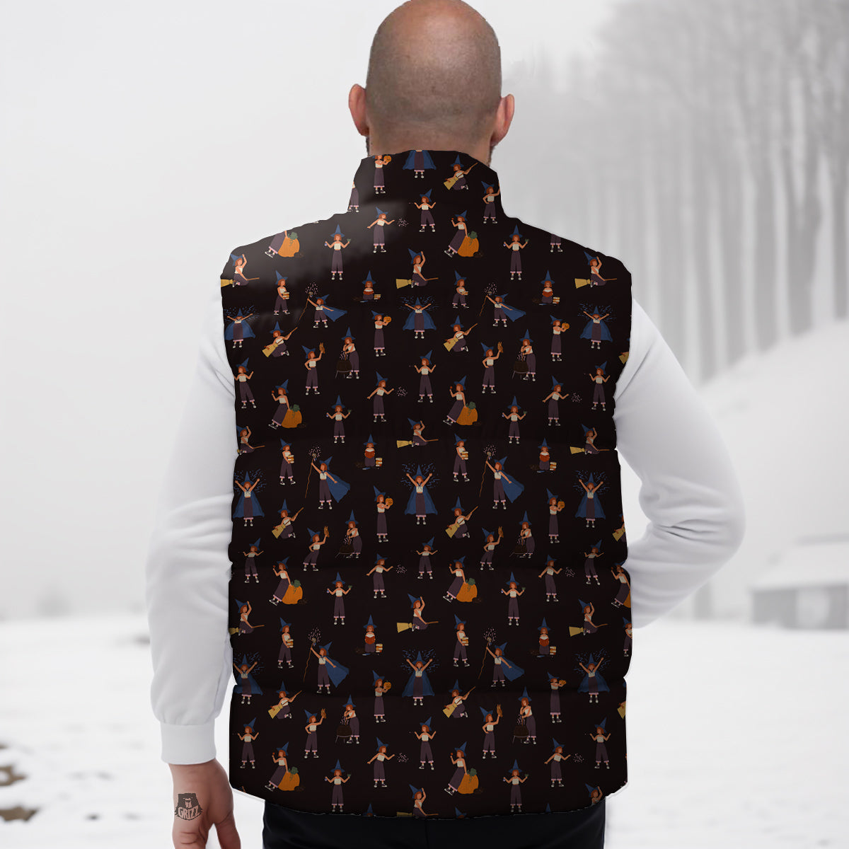 Wizard Cute Print Pattern Down Vest-grizzshop