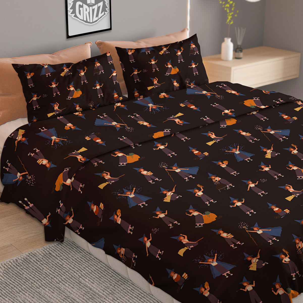 Wizard Cute Print Pattern Duvet Cover Bedding Set-grizzshop
