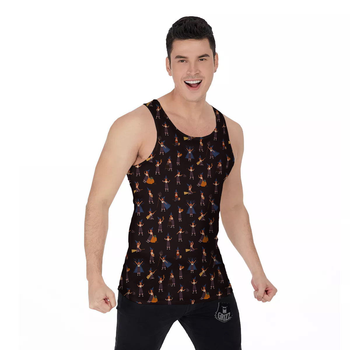 Wizard Cute Print Pattern Men's Tank Top-grizzshop