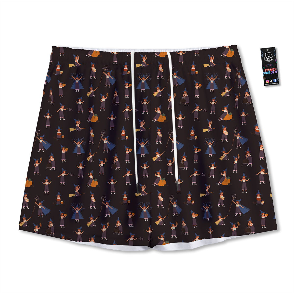 Wizard Cute Print Pattern Mesh Shorts-grizzshop