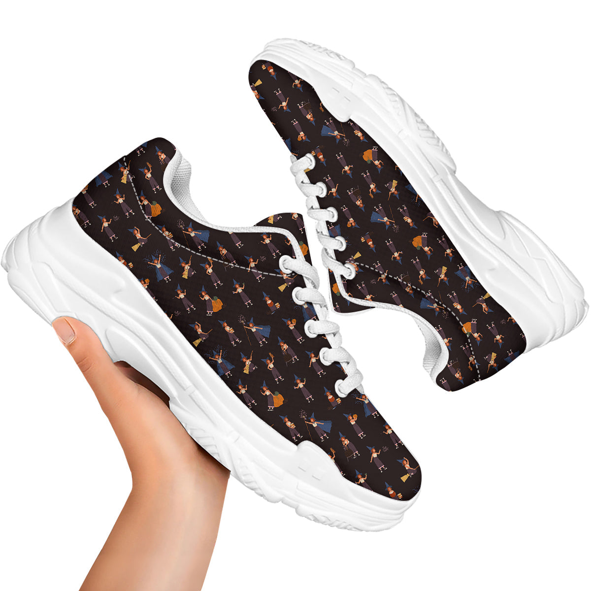 Wizard Cute Print Pattern White Chunky Shoes-grizzshop