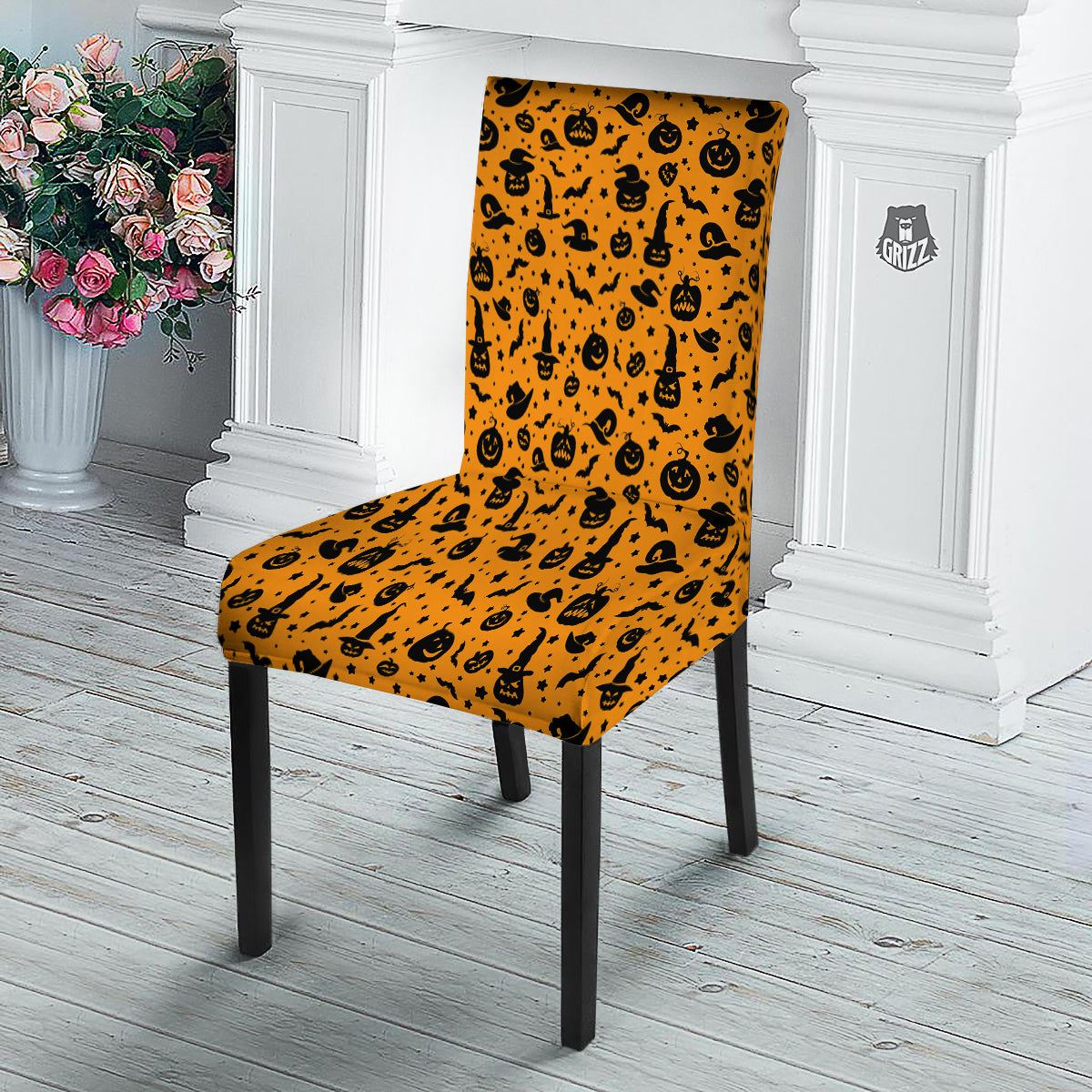 Wizard Halloween Print Pattern Dining Chair Slipcover-grizzshop