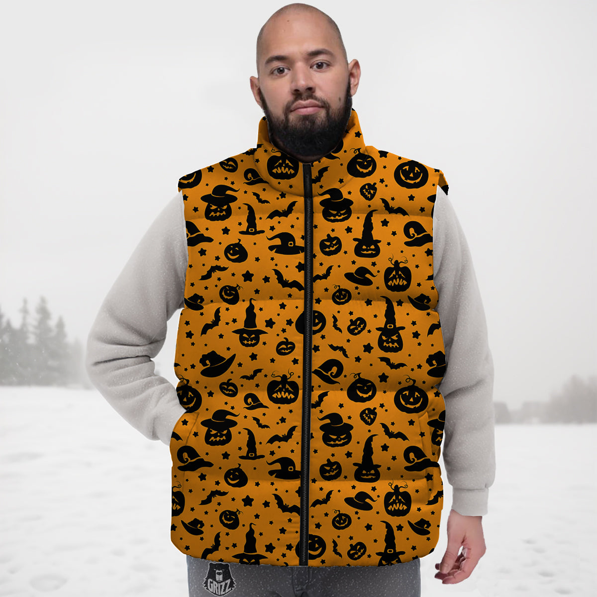 Wizard Halloween Print Pattern Down Vest
