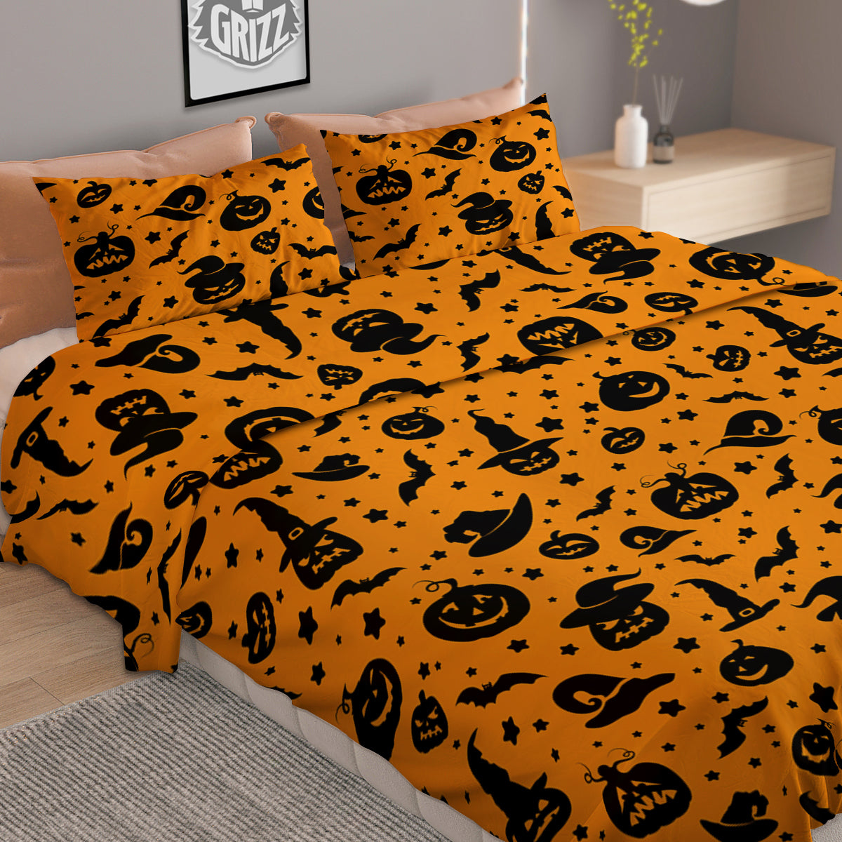 Wizard Halloween Print Pattern Duvet Cover Bedding Set