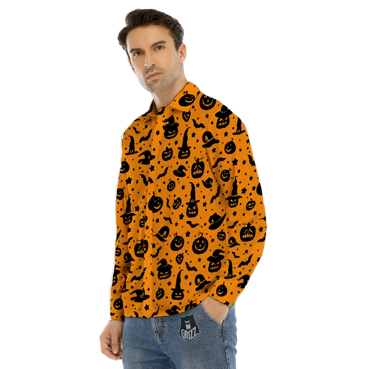 Wizard Halloween Print Pattern Men's Dress Shirts-grizzshop