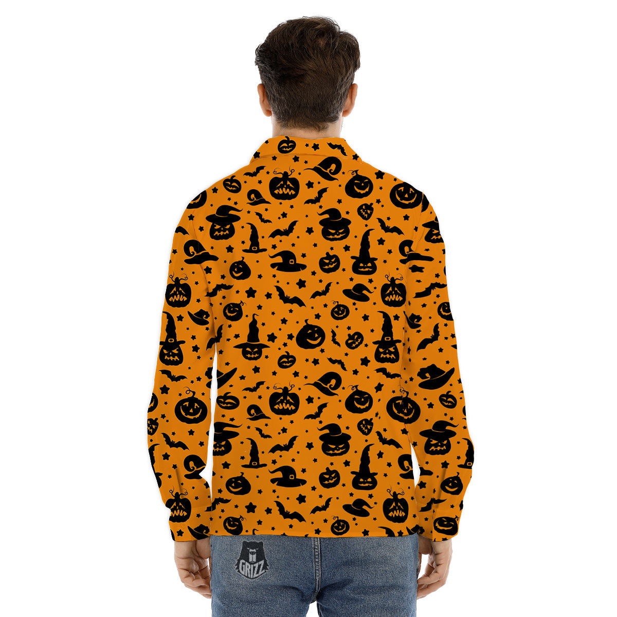 Wizard Halloween Print Pattern Men's Dress Shirts-grizzshop