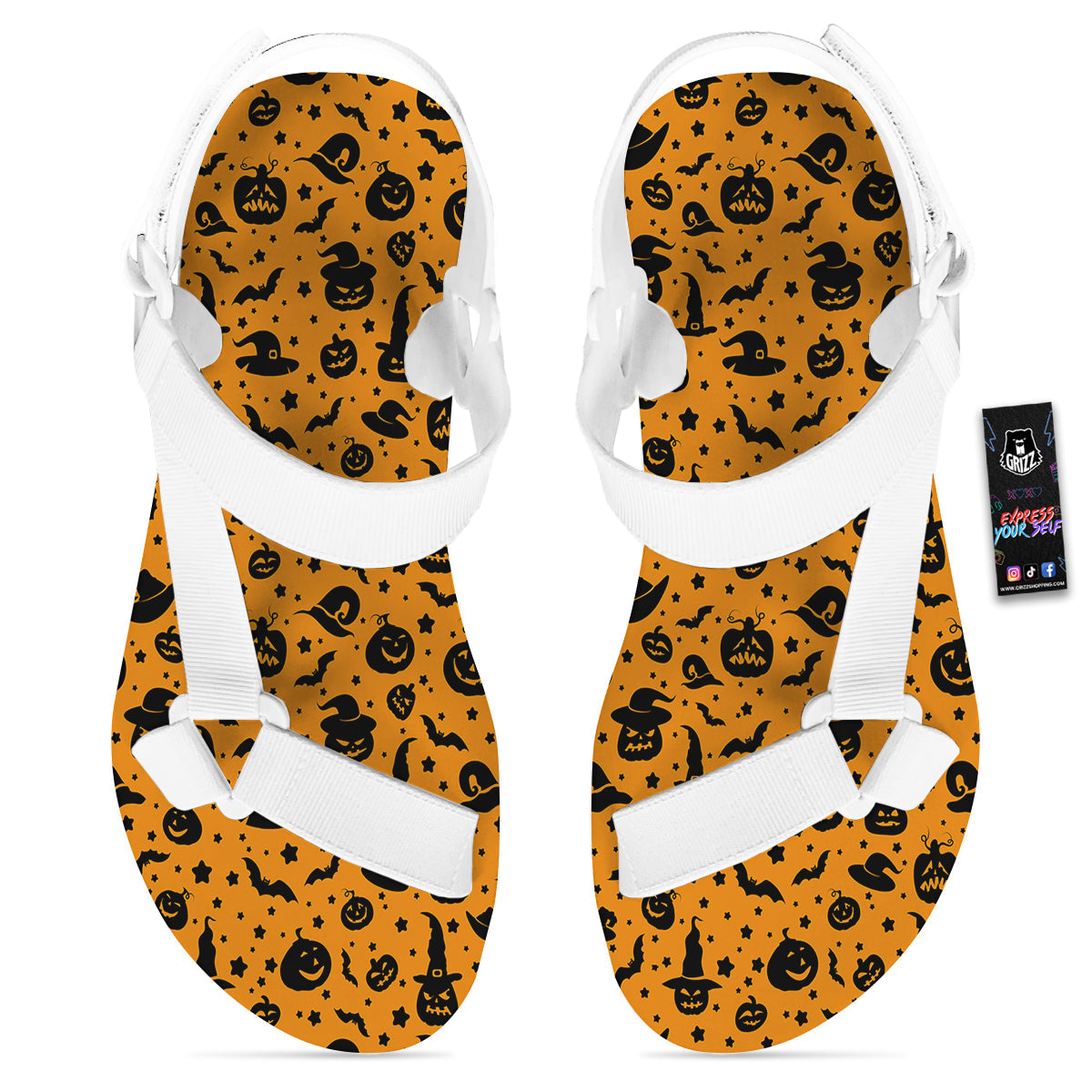 Wizard Halloween Print Pattern White Open Toe Sandals-grizzshop