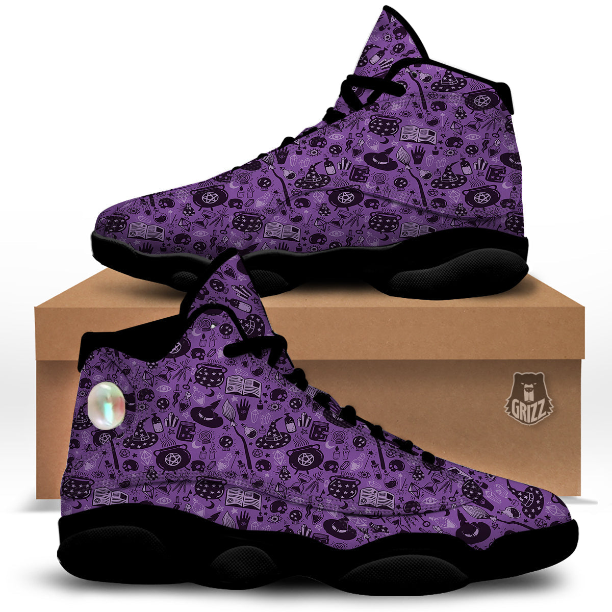Wizard Magic Print Pattern Black Basketball Shoes-grizzshop