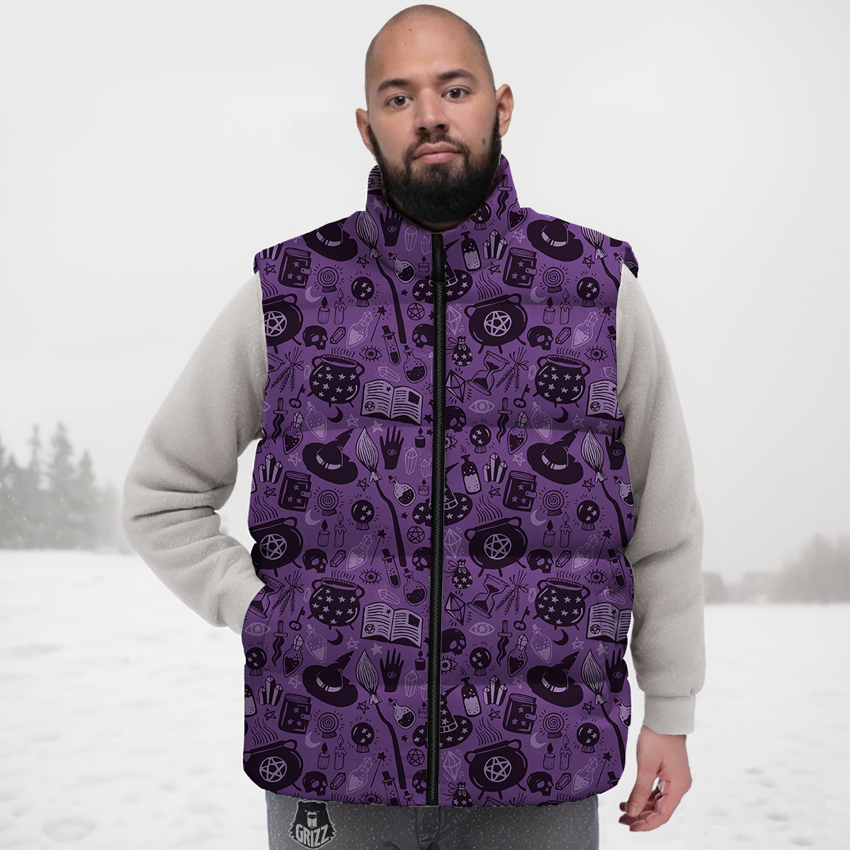 Wizard Magic Print Pattern Down Vest-grizzshop