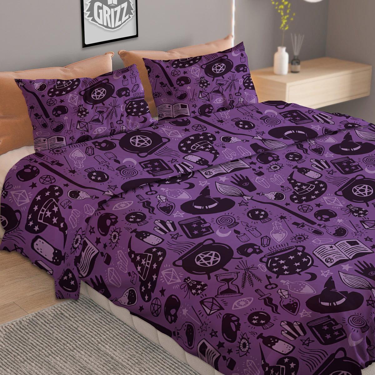 Wizard Magic Print Pattern Duvet Cover Bedding Set-grizzshop