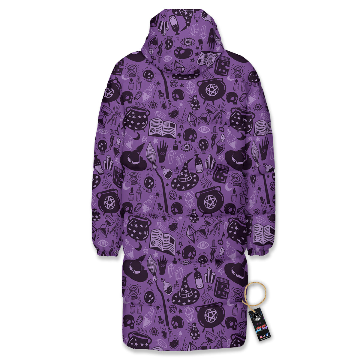 Wizard Magic Print Pattern Long Down Jacket-grizzshop