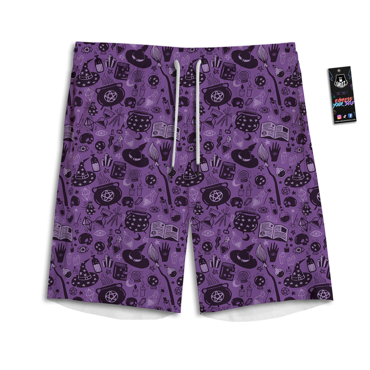 Wizard Magic Print Pattern Men's Athletic Shorts-grizzshop