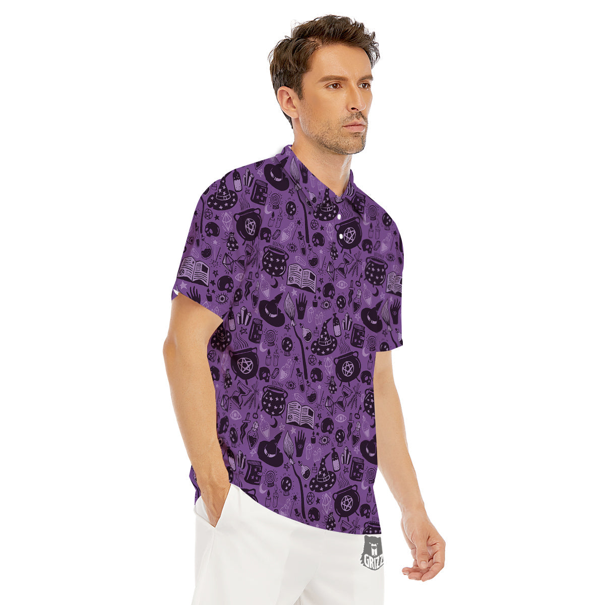 Wizard Magic Print Pattern Men's Golf Shirts-grizzshop