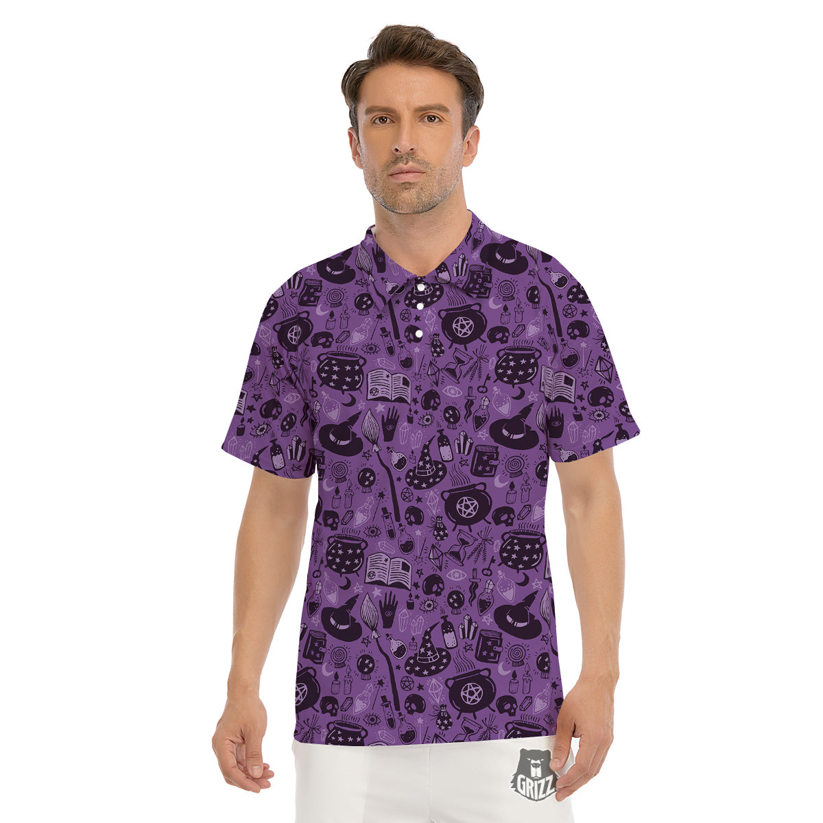 Wizard Magic Print Pattern Men's Golf Shirts-grizzshop