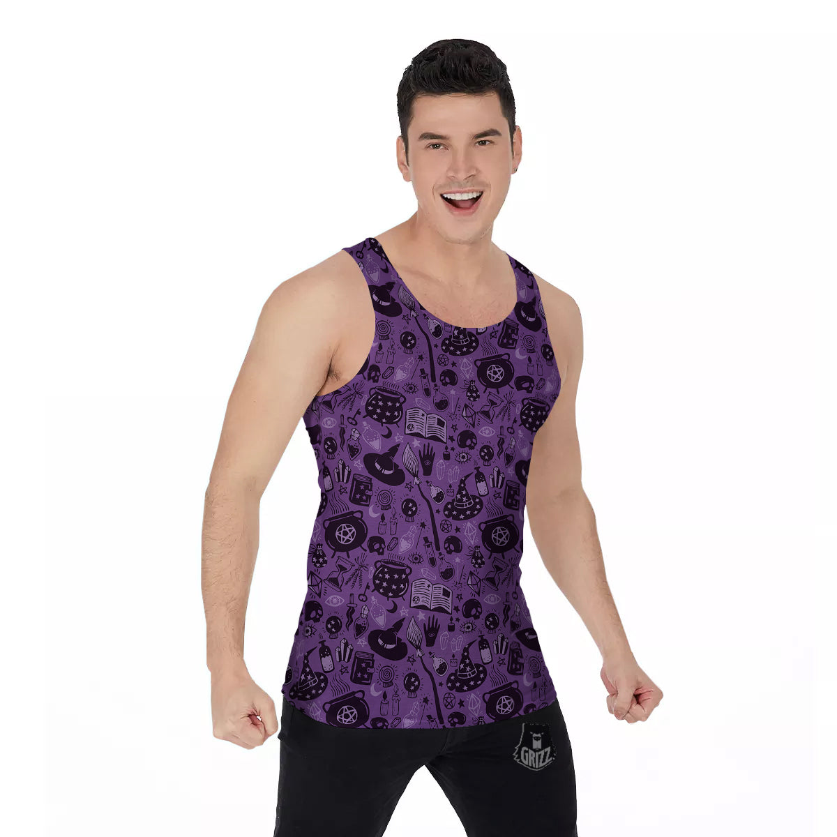 Wizard Magic Print Pattern Men's Tank Top-grizzshop