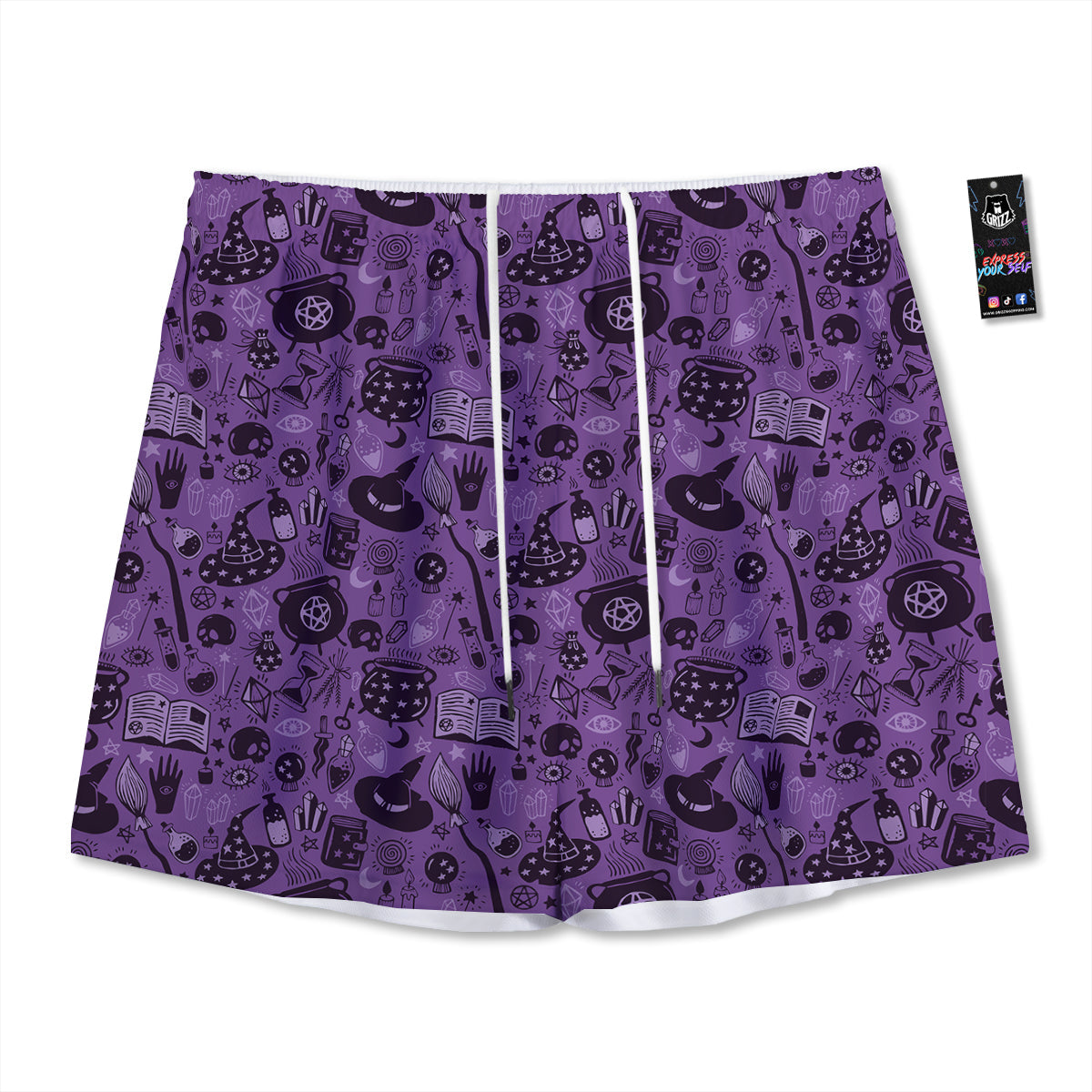 Wizard Magic Print Pattern Mesh Shorts-grizzshop