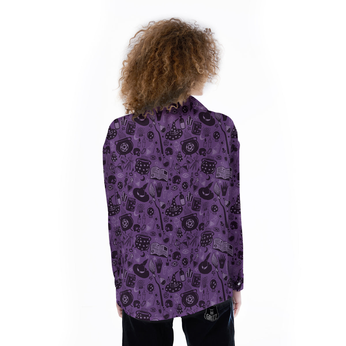 Wizard Magic Print Pattern Women's Long Sleeve Shirts-grizzshop