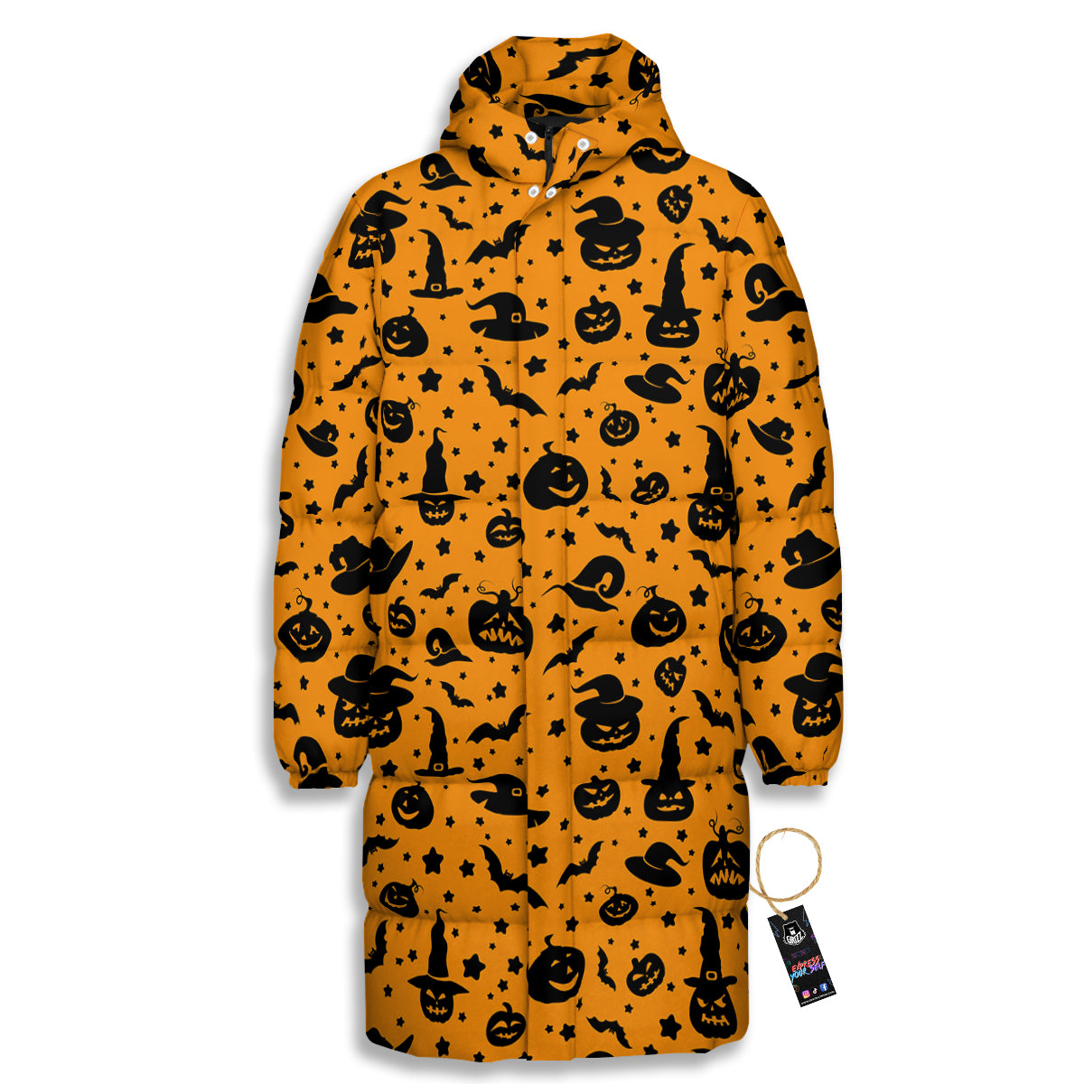 Wizard Halloween Print Pattern Long Down Jacket