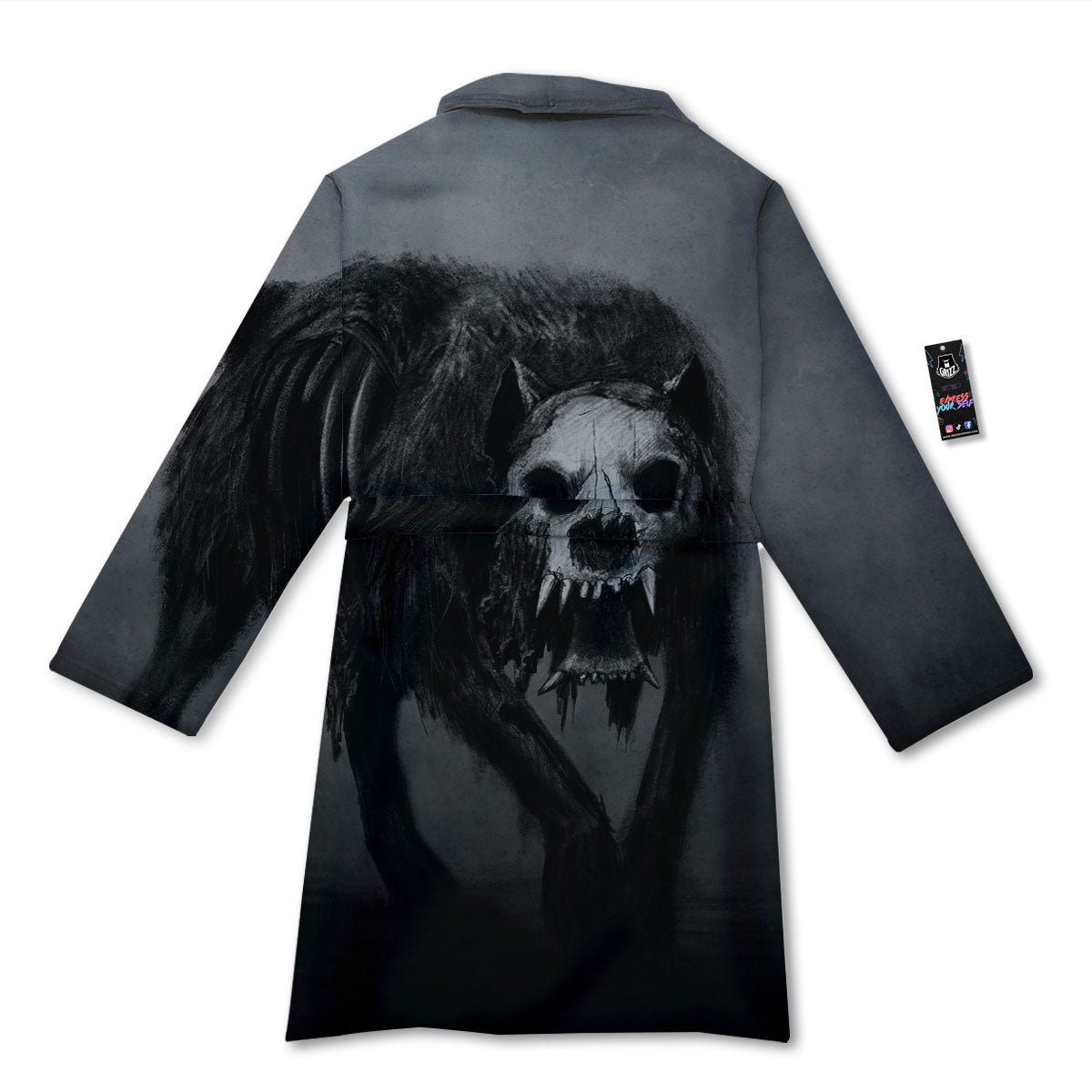 Wolf Black Demon Print Bathrobe-grizzshop