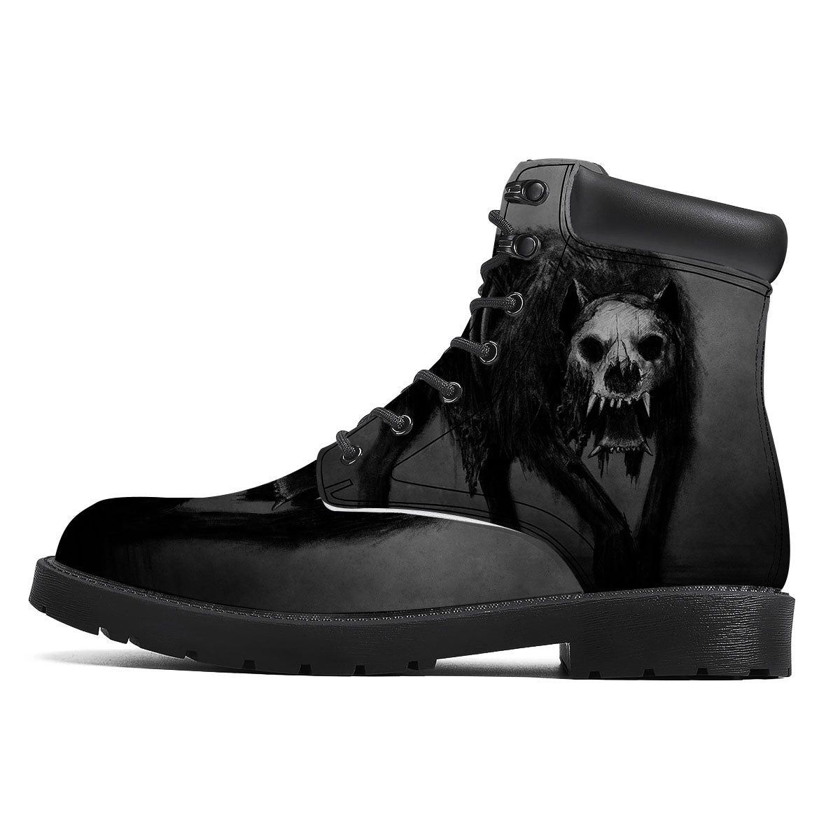 Wolf Black Demon Print Boots-grizzshop