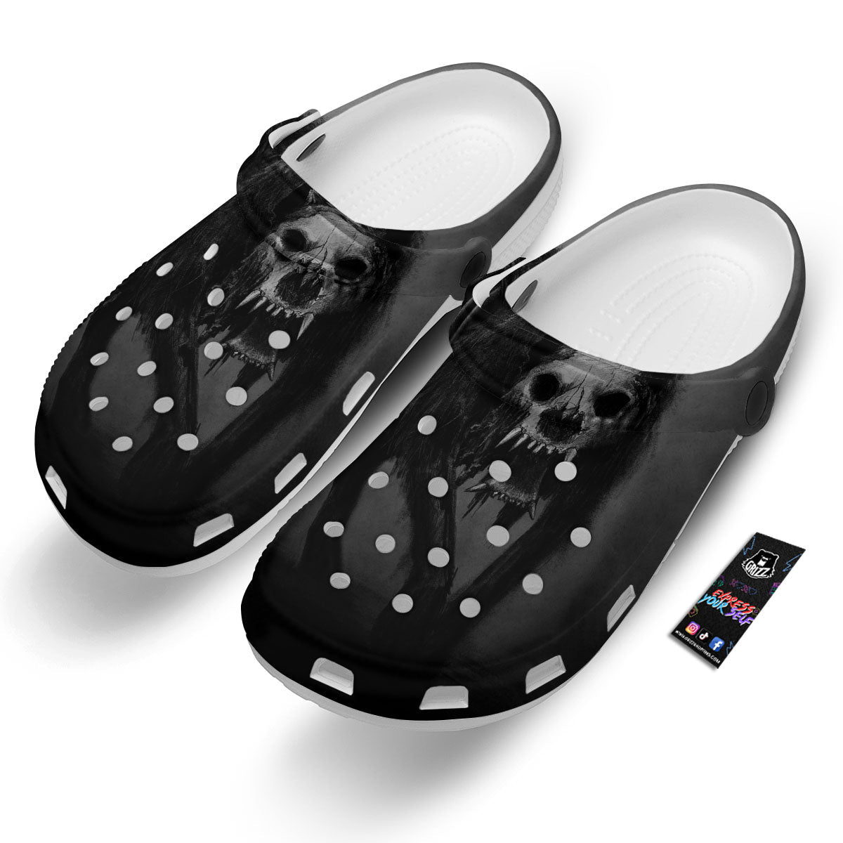 Wolf Black Demon Print Clog-grizzshop