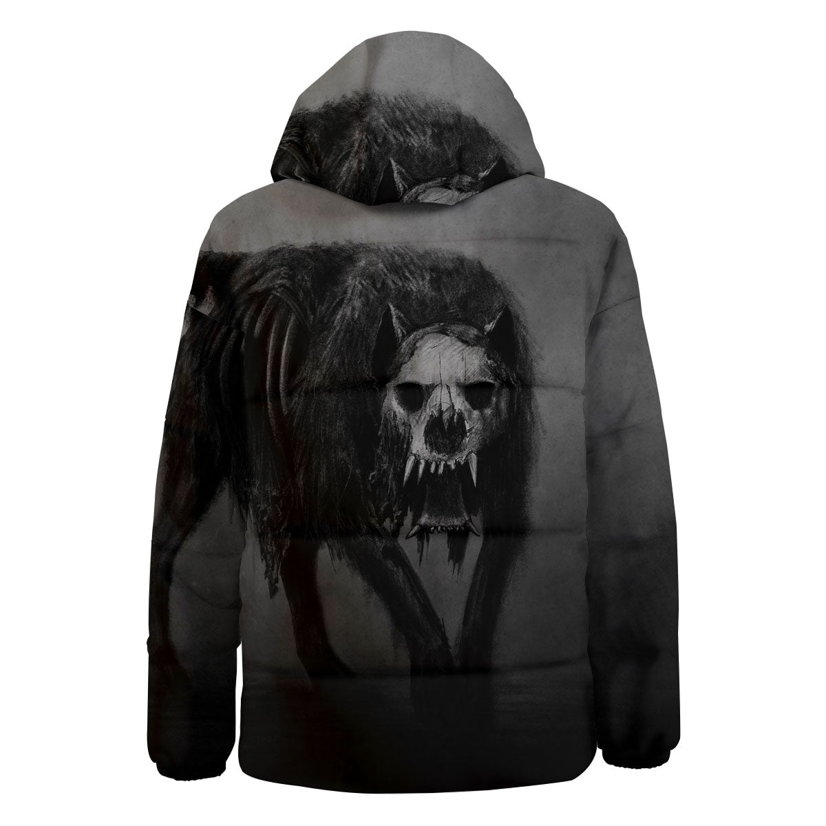 Wolf Black Demon Print Down Jacket-grizzshop
