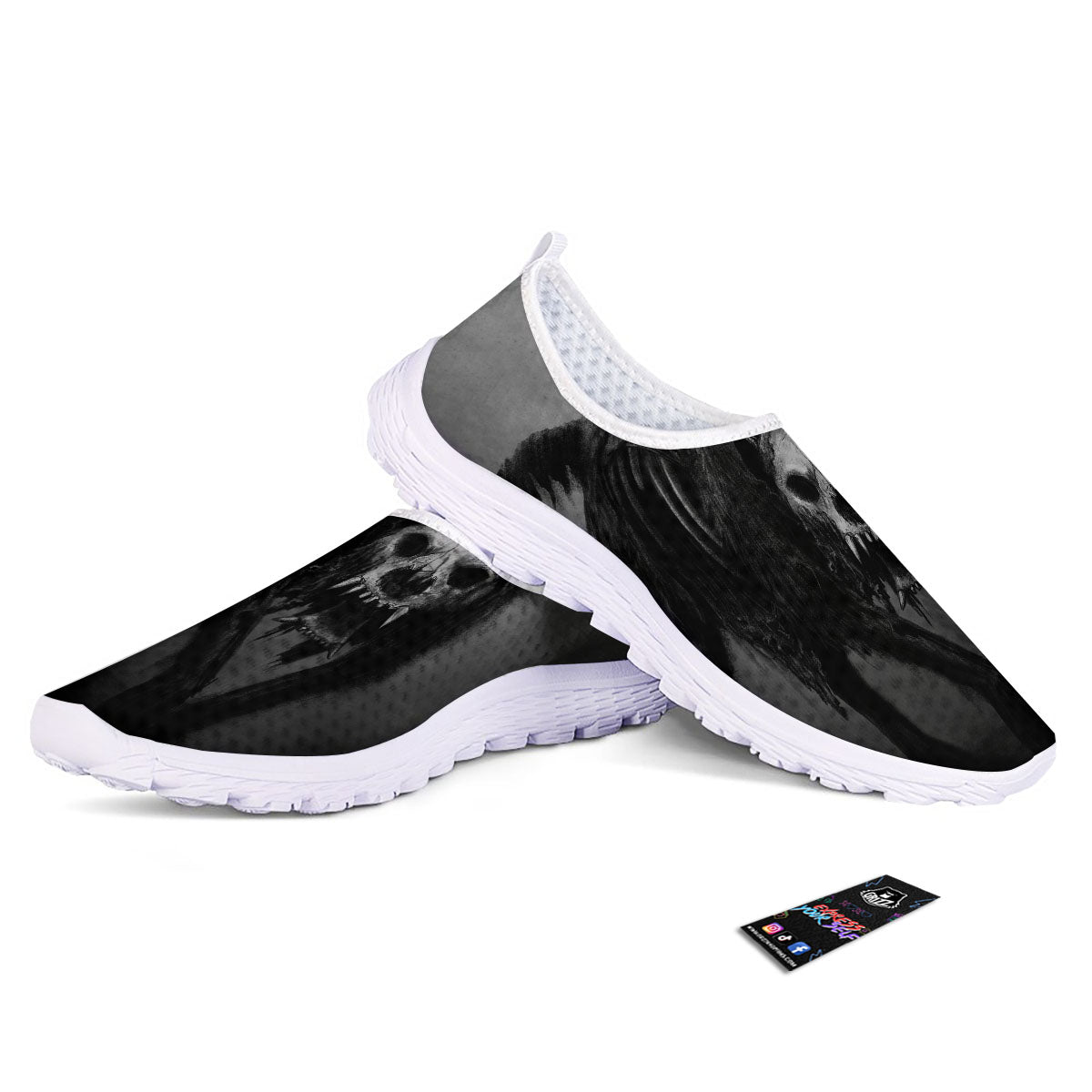 Wolf Black Demon Print Nurse Shoes-grizzshop