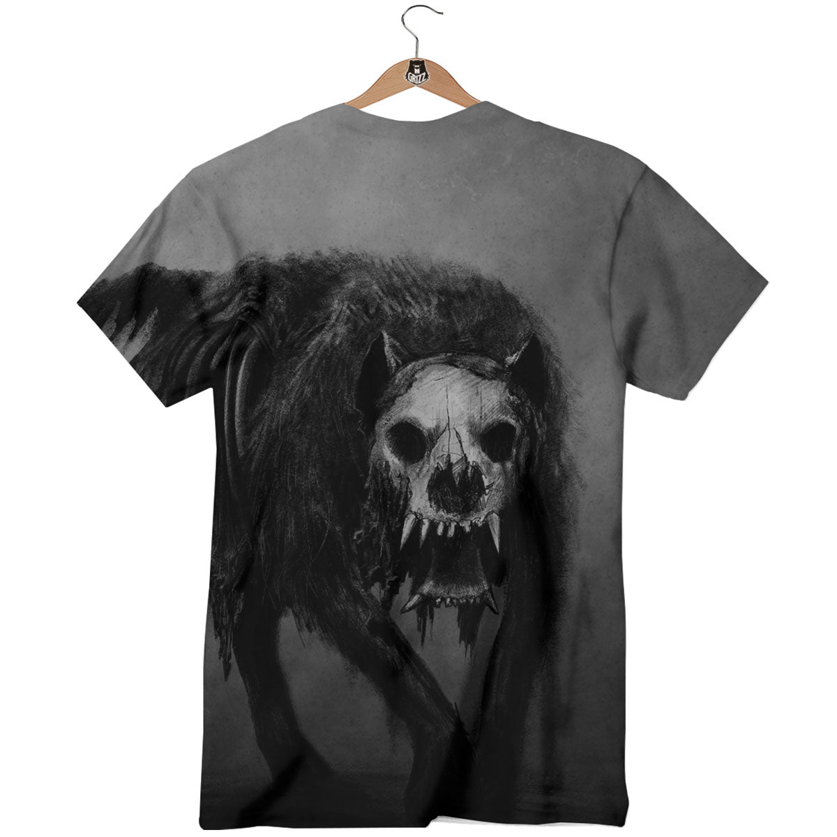Wolf Black Demon Print T-Shirt-grizzshop