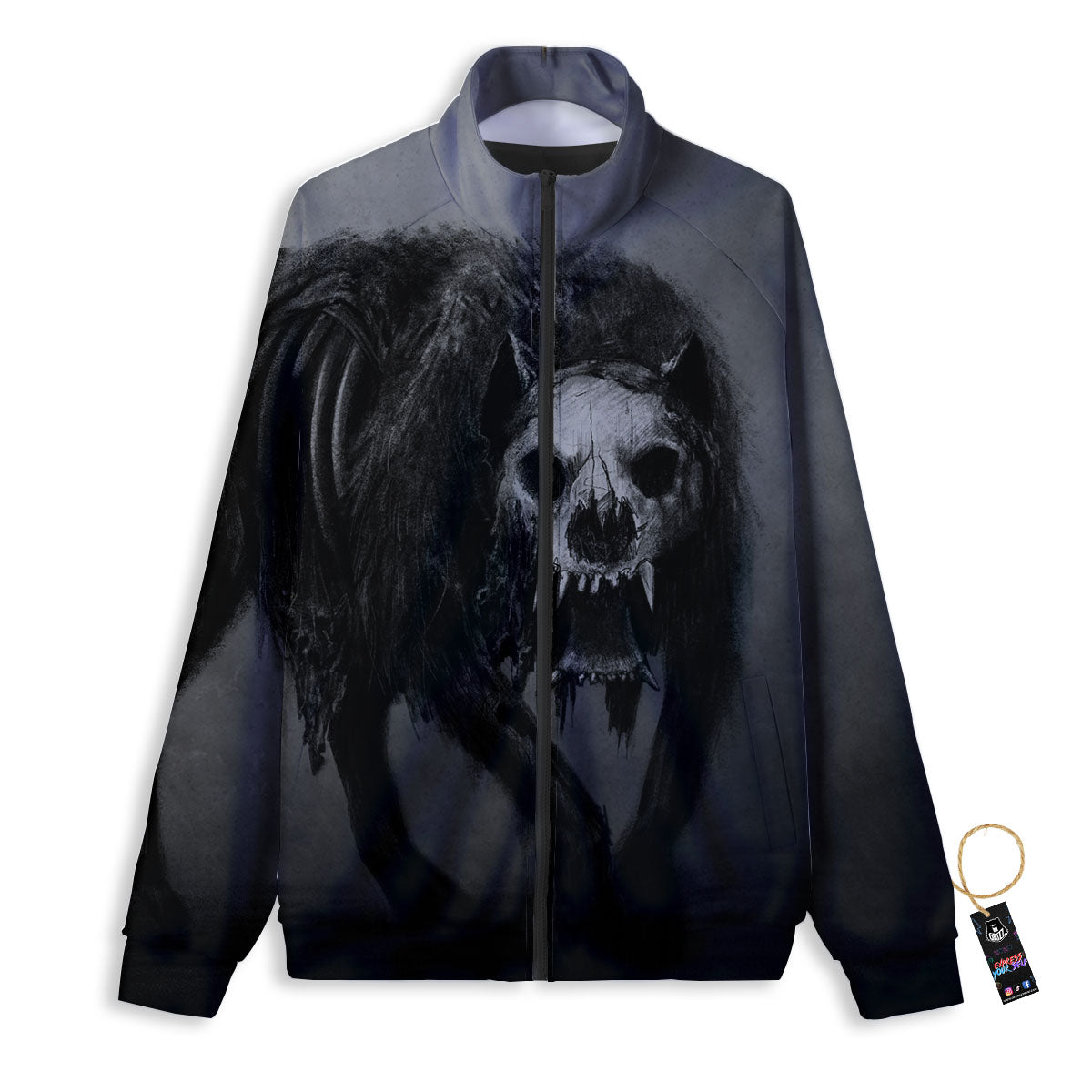 Wolf Black Demon Print Track Jacket-grizzshop