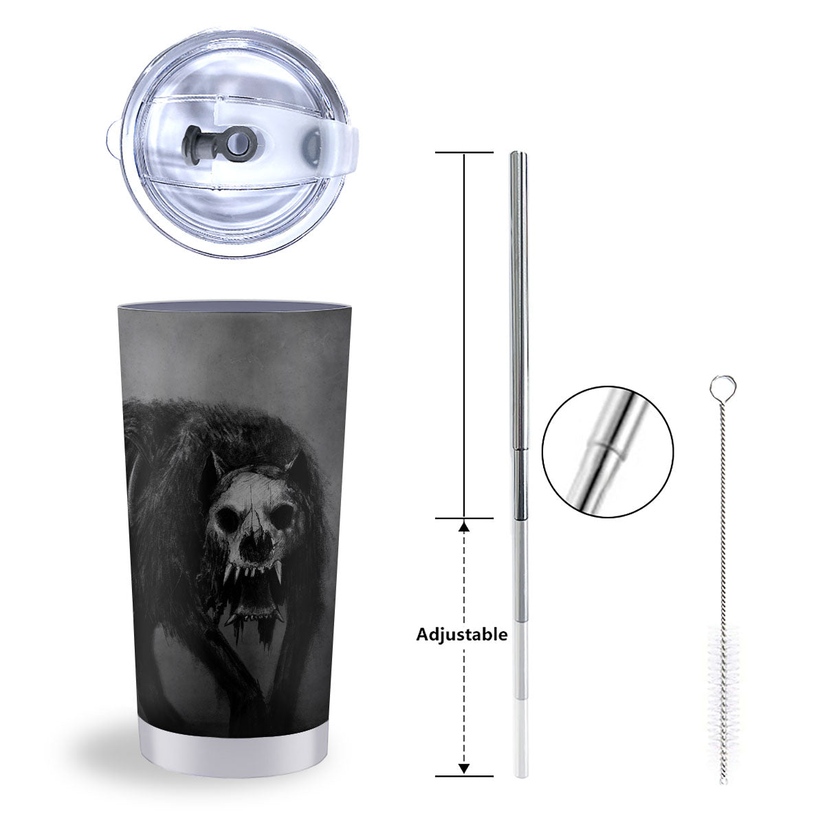 Wolf Black Demon Print Tumbler-grizzshop