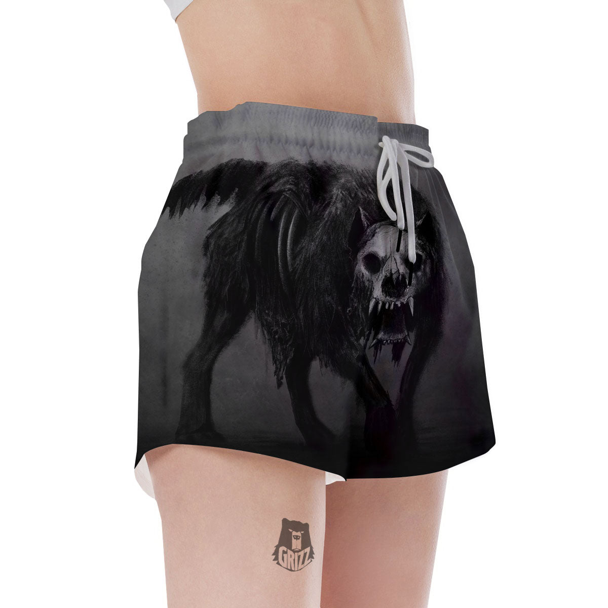 Wolf Black Demon Print Women's Shorts-grizzshop