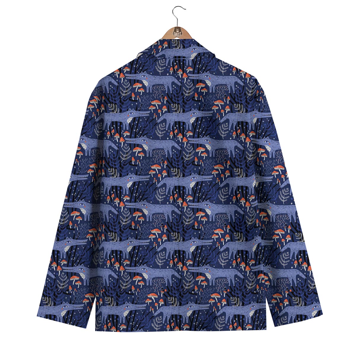 Wolf Cartoon Pattern Print Men's Blazer-grizzshop
