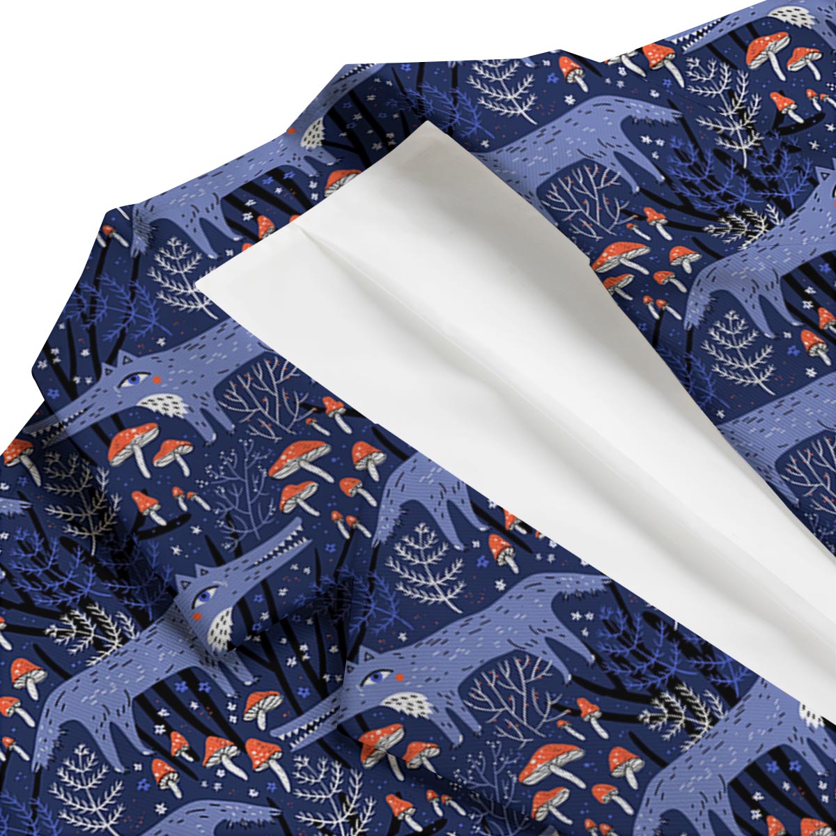 Wolf Cartoon Pattern Print Men's Blazer-grizzshop