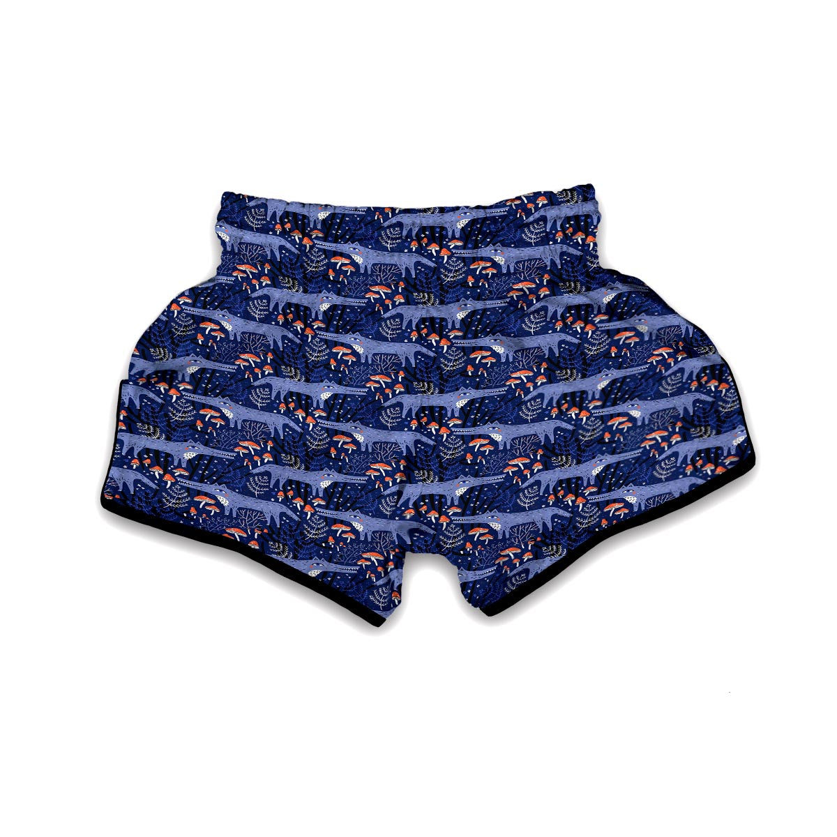 Wolf Cartoon Pattern Print Muay Thai Boxing Shorts-grizzshop