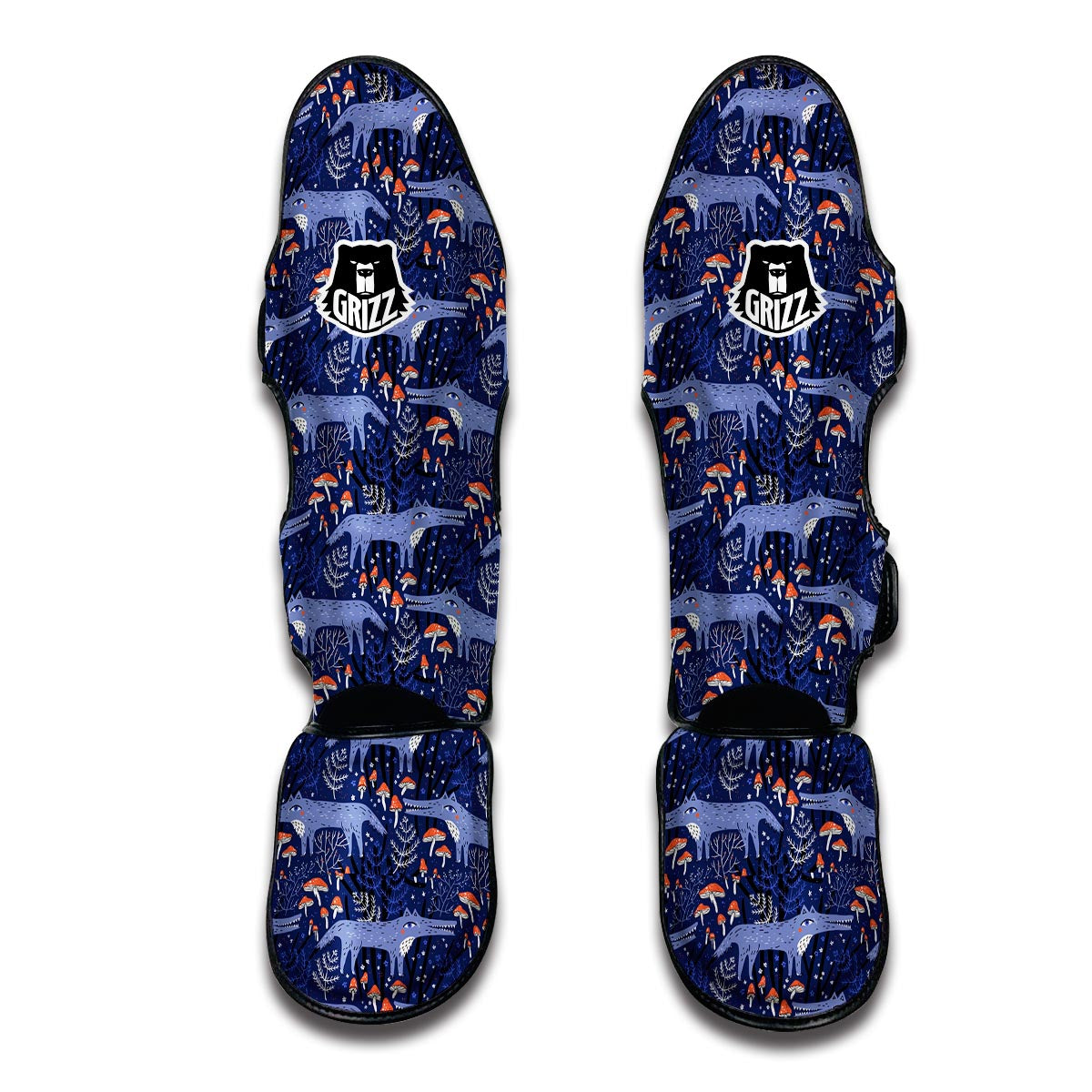 Wolf Cartoon Pattern Print Muay Thai Shin Guards-grizzshop