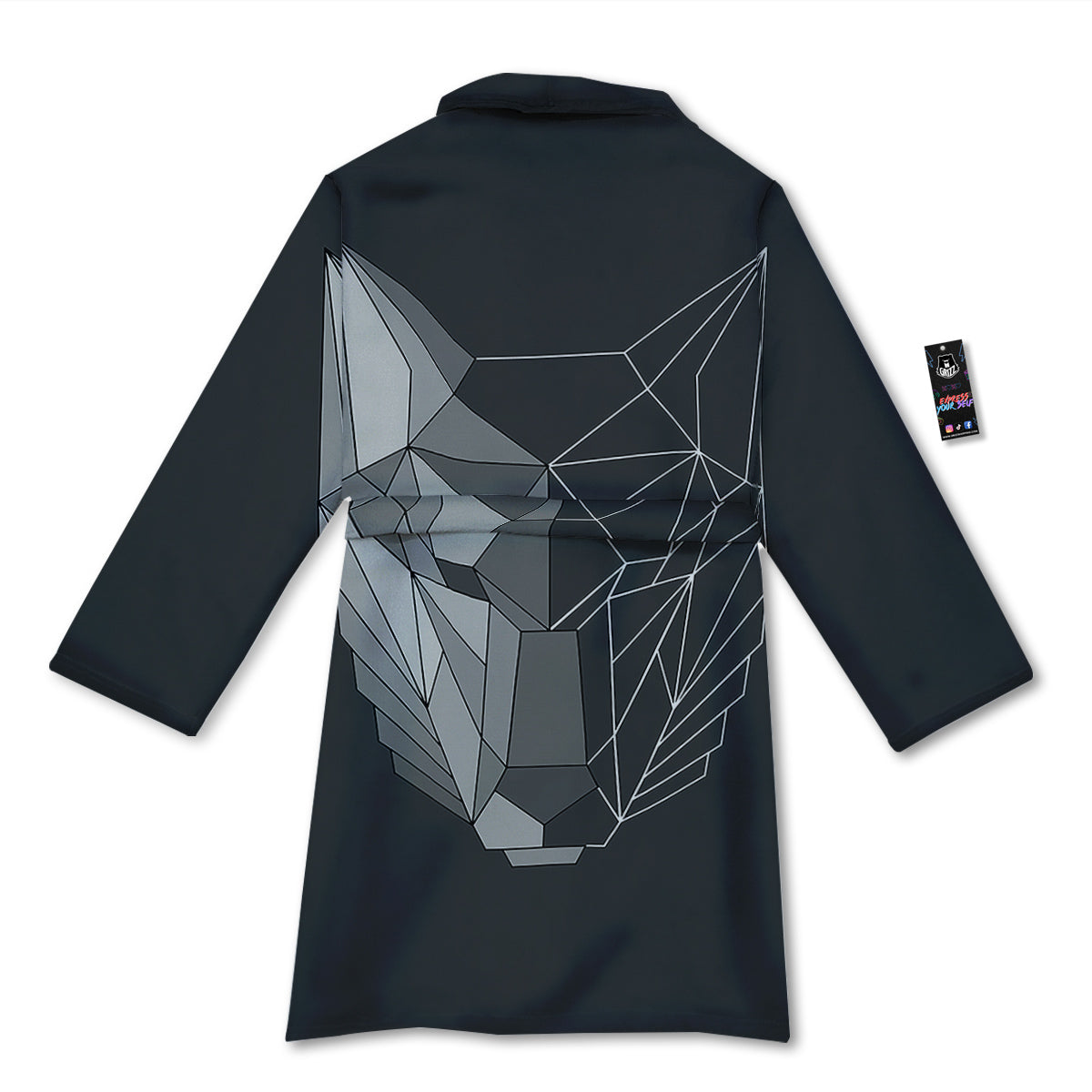 Wolf Geometric Dark Print Bathrobe-grizzshop