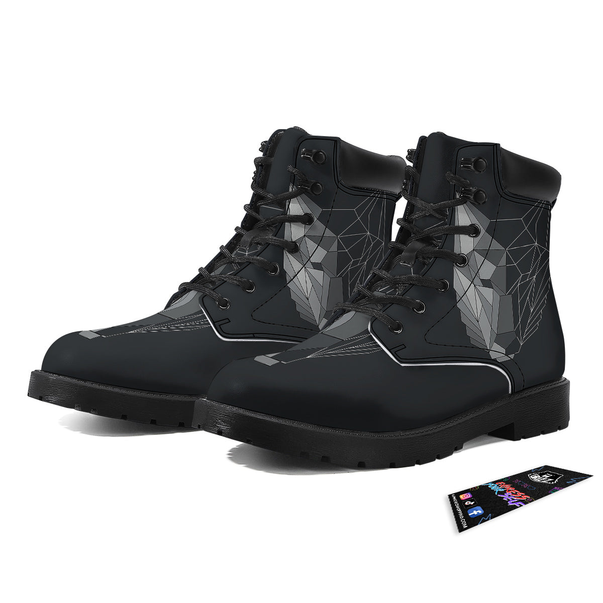 Wolf Geometric Dark Print Boots-grizzshop