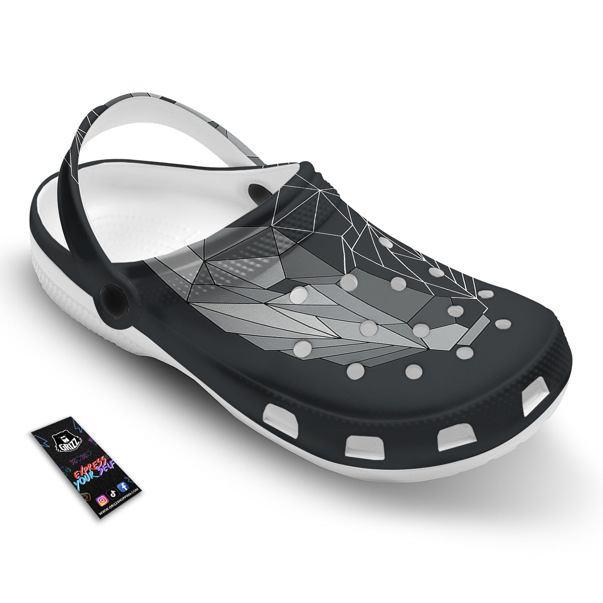 Wolf Geometric Dark Print Clog-grizzshop