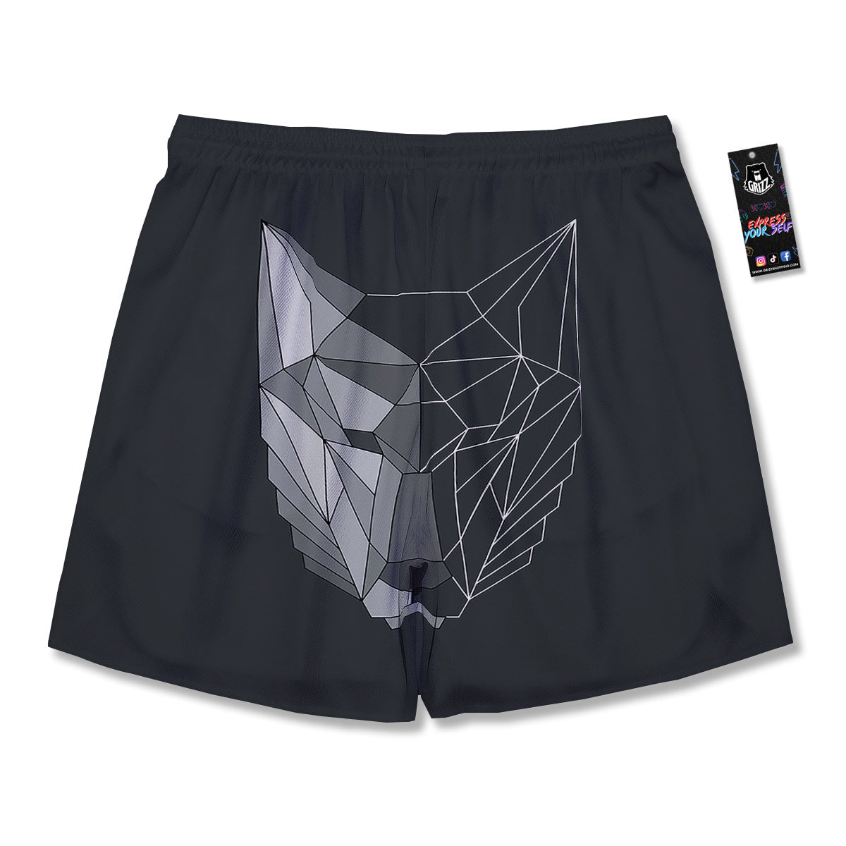 Wolf Geometric Dark Print Men's Running Shorts-grizzshop