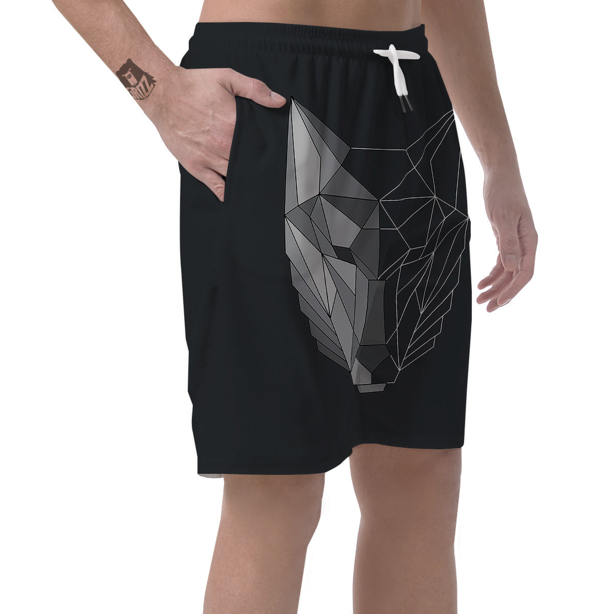 Wolf Geometric Dark Print Men's Shorts-grizzshop