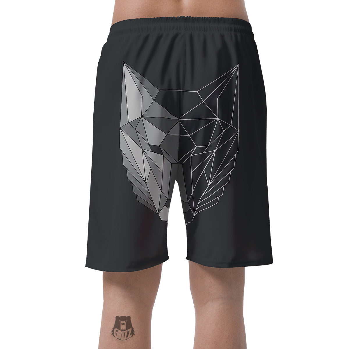 Wolf Geometric Dark Print Men's Shorts-grizzshop
