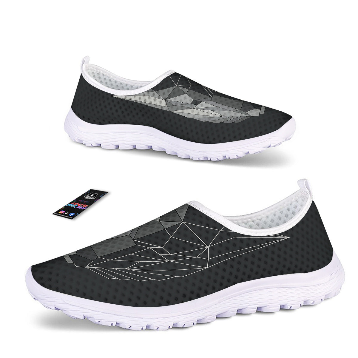 Wolf Geometric Dark Print Nurse Shoes-grizzshop