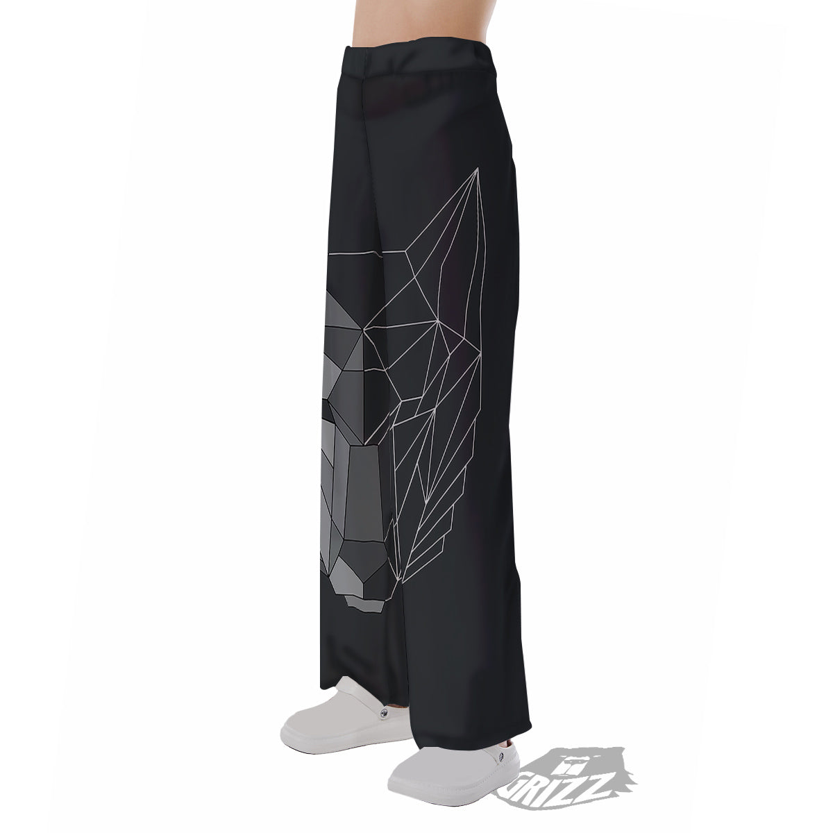 Wolf Geometric Dark Print Pajama Pants-grizzshop