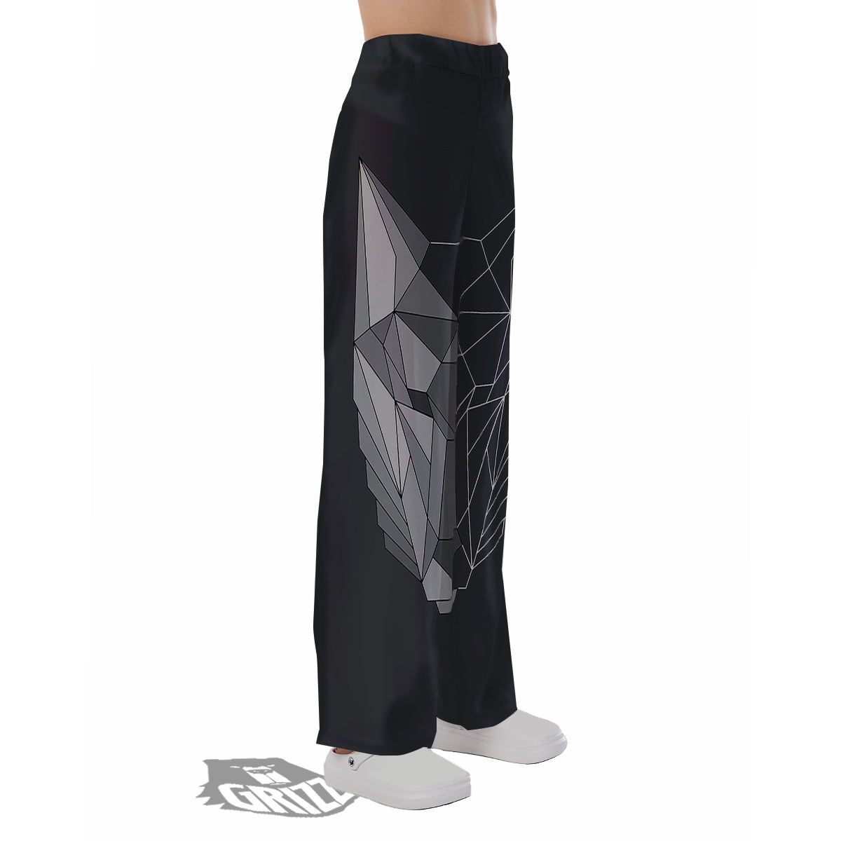 Wolf Geometric Dark Print Pajama Pants-grizzshop