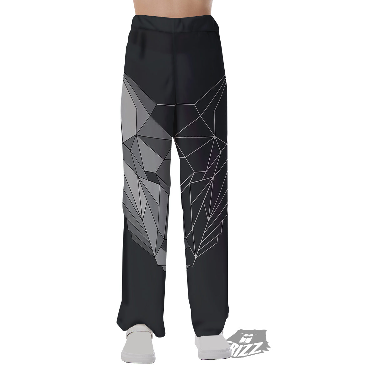 Wolf Geometric Dark Print Pajama Pants-grizzshop