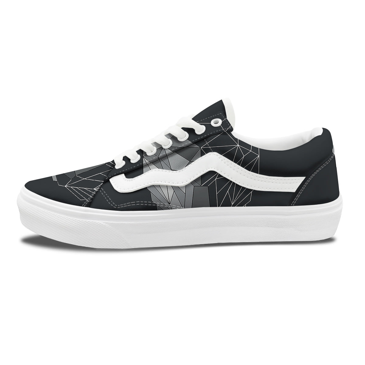 Wolf Geometric Dark Print Skate Shoes-grizzshop