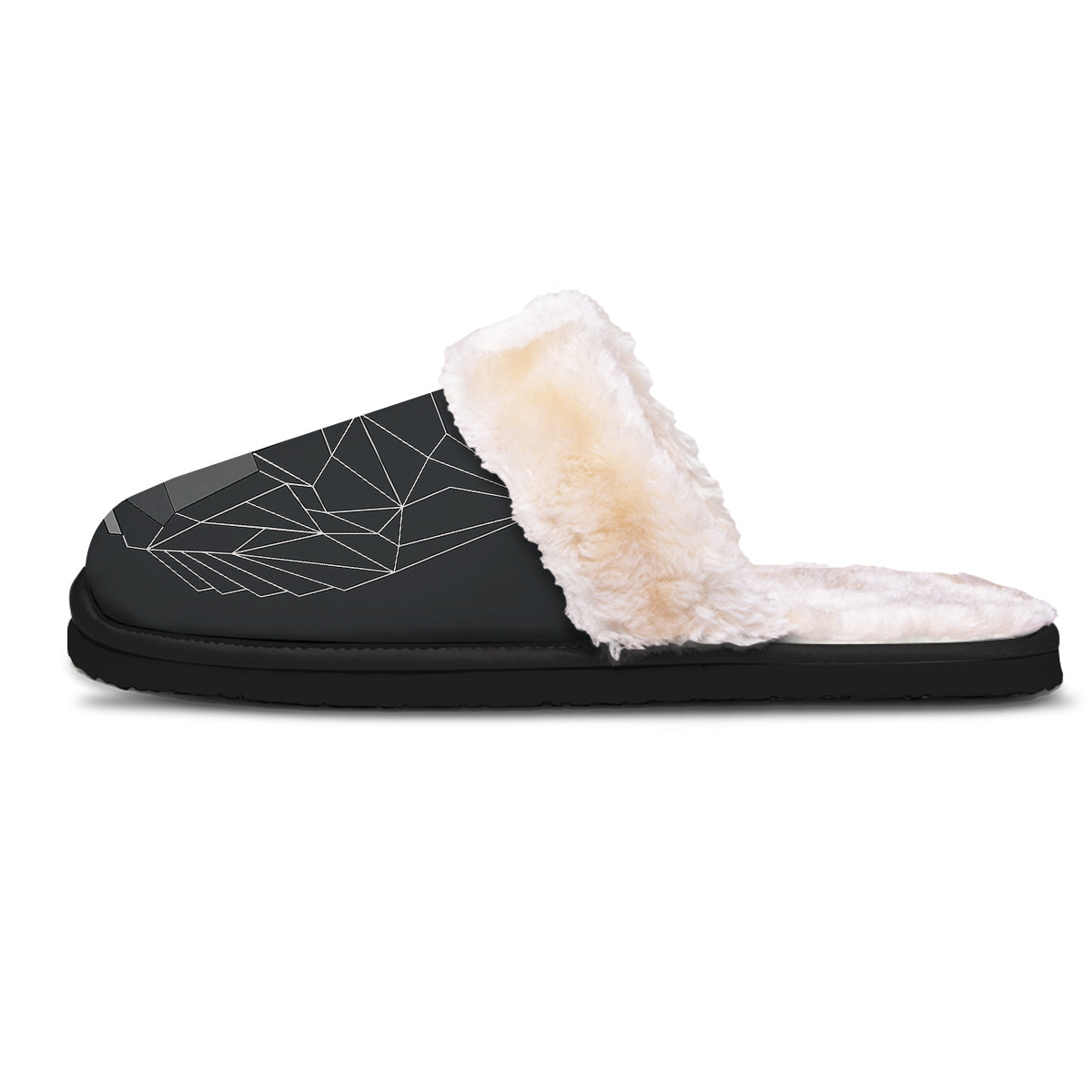 Wolf Geometric Dark Print Slippers-grizzshop