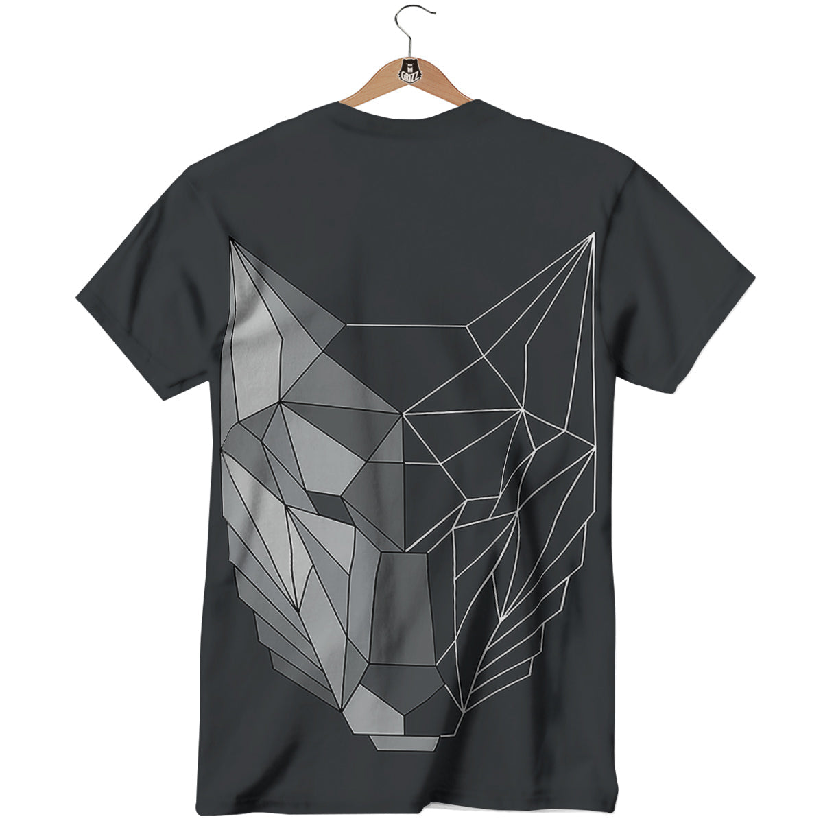 Wolf Geometric Dark Print T-Shirt-grizzshop